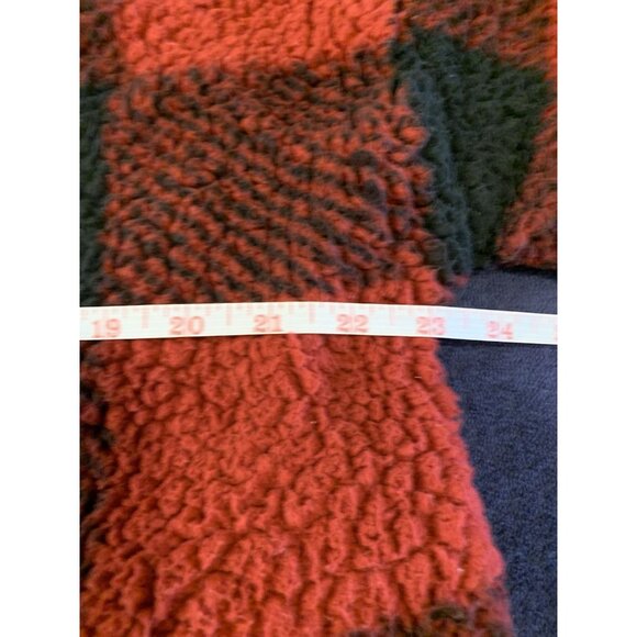 Thread + Supply Buffalo Plaid Fleece 1/4 Zip Red Sherpa Jacket Medium - Picture 5 of 6